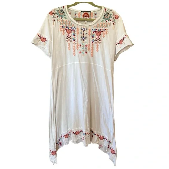 Johnny Was Knit Dress with handkerchief hem with floral embroidery. - Picture 2 of 7